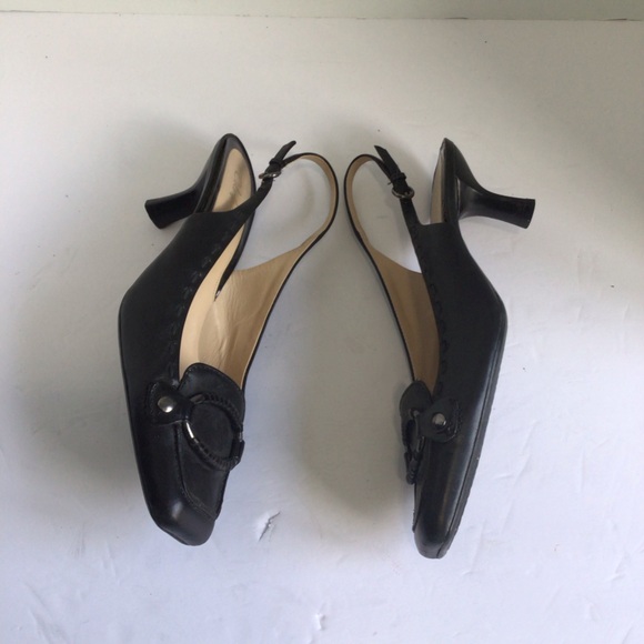 Cole Haan black leather slingbacks.  Size 9 - Picture 2 of 10